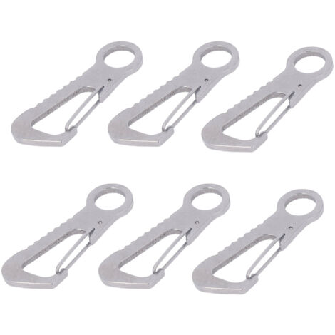 Set di 6 portachiavi multifunzionali in acciaio inossidabile con anello di aggancio rapido, colore argento.