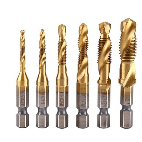 Set di 6 punte esagonali a cambio rapido M3-M10, punte combinate, svasatori, svasatori, HSS 1/4"-