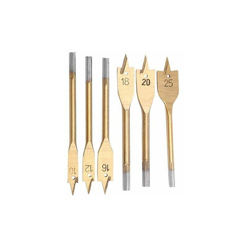 Set di 6 punte per legno piatte in titanio (da 10