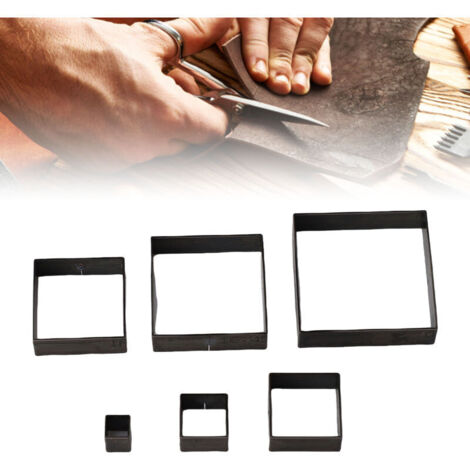 Set di 6 punzoni quadrati per cuoio, con lati di 5 mm, 10 mm, 15 mm, 20 mm, 25 mm e 30 mm, realizzati in acciaio legato.