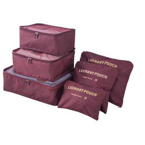Set di 6 reti portabiancheria da viaggio per riporre i vestiti (rosso)