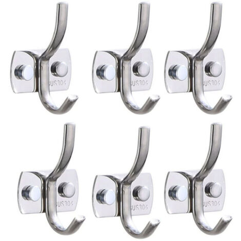 Set di 6 robusti ganci da parete in acciaio inox per cappotti, asciugamani, zaini, cappelli, chiavi, per cucina, bagno, camera da letto