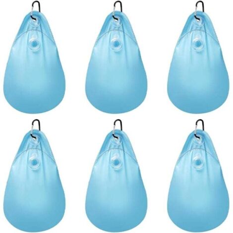 Set di 6 sacche d'acqua per coperture per piscine con ganci, Sacche d'acqua resistenti per coperture per piscine, PVC, a prova di perdite, da appendere, riempibili, pesi per coperture invernali per pi
