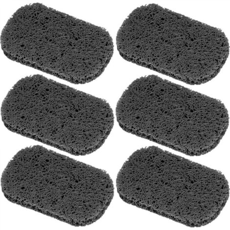 Set di 6 scatole porta sapone, di colore grigio scuro, che misurano 4,5 x 3 pollici.