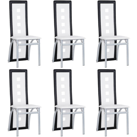 Set di 6 Sedia da pranzo,PVC,Moderne,elegante,Bianco e nero