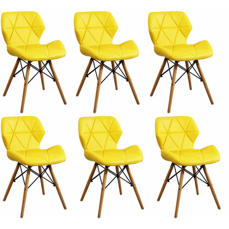 Set Di 6 Sedie Da Cucina Moderna Di Design In Ecopelle Di Design Similpelle Stile Moderno Gambe In Legno Per Sala Da Pranzo, Cm 41x49x71 H