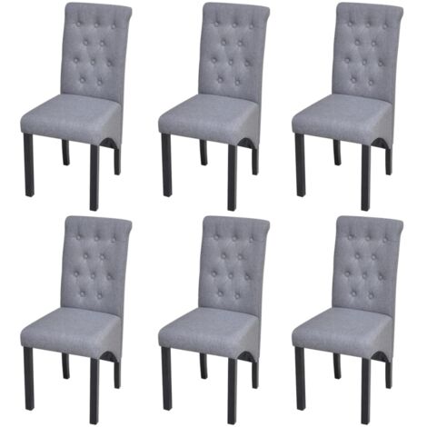 Set di 6 sedie da cucina per sala da pranzo dal design classico in tessuto grigio chiaro CDS022417