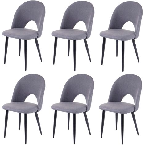 Set di 6 sedie da cucina per sala da pranzo dal design moderno in tessuto e tessuto grigio scuro 040000811