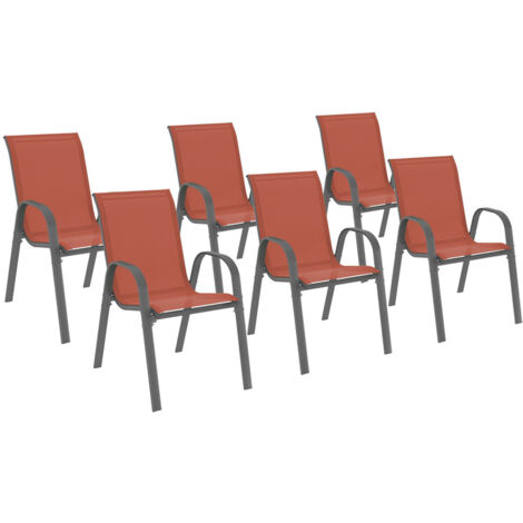 Set di 6 sedie da giardino impilabili LYMA in metallo e textilene terracotta