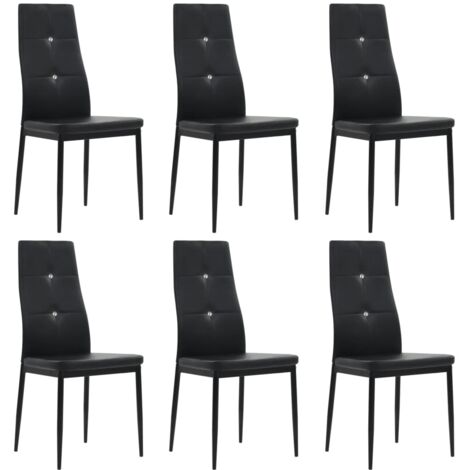 Set di 6 sedie da pranzo da cucina dal design moderno in pelle sintetica nera CDS022693