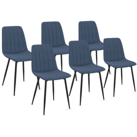 IDMARKET Set di 6 sedie da pranzo MIRA in tessuto grigio chiaro