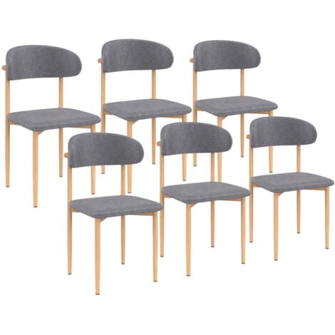 IDMARKET Set di 6 sedie da pranzo scandinave CELESTINE in tessuto grigio screziato con design da scolaretto