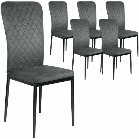 Set di 6 sedie imbottite Milo Velvet Silver