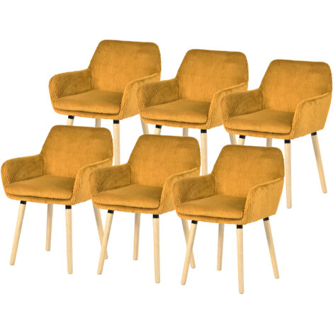Set di 6 sedie da sala da pranzo stile scandinavo in velluto a coste, ELIA