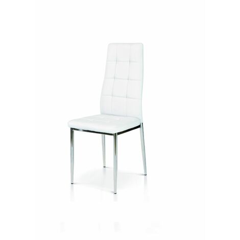 Set di sedie in ecopelle bianco con struttura in metallo cromato