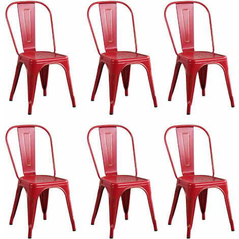 Set Di 6 Sedie In Metallo Di Design Moderno Industrial Vintage Colore Rosso Antico Ossidato Per Sala Da Pranzo Bar Ristorante Soggiorno