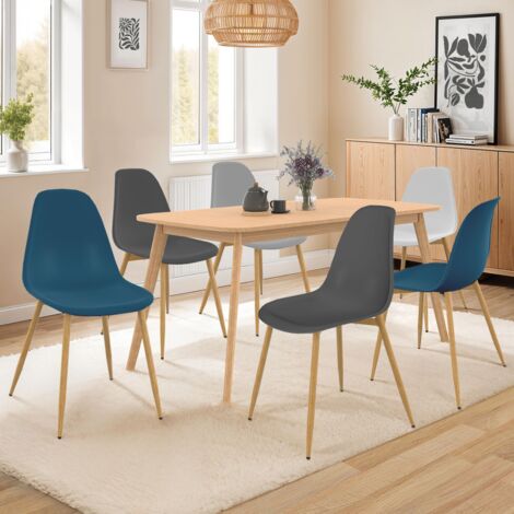 Set di 6 sedie scandinave DANI colore misto bianco, grigio chiaro, blu x2, grigio scuro x2