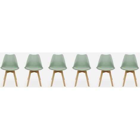 Set di 6 sedie scandinave imbottite, con gambe in legno per sala da pranzo