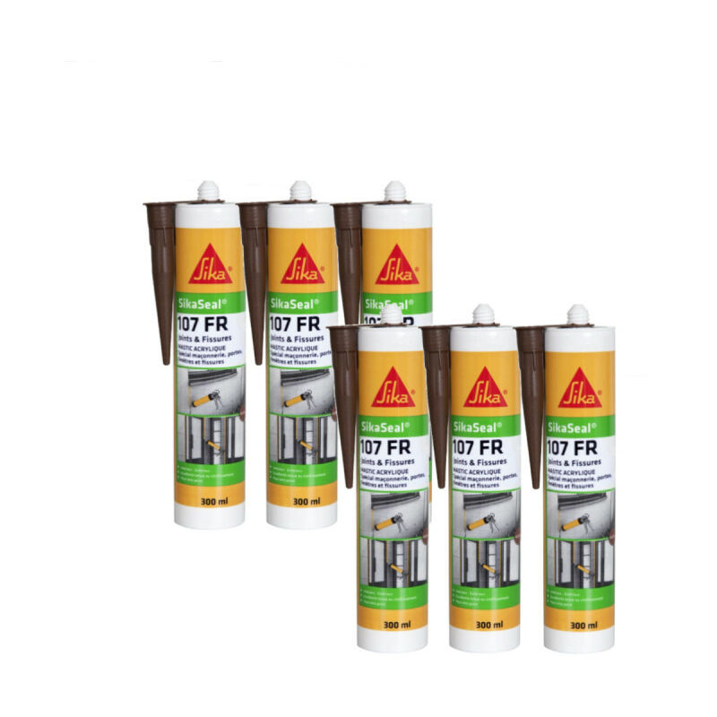 Sika - Set di 6 sigillanti acrilici per facciate Seal 107 Giunti e fessure - Mogano - 300ml - Acajou