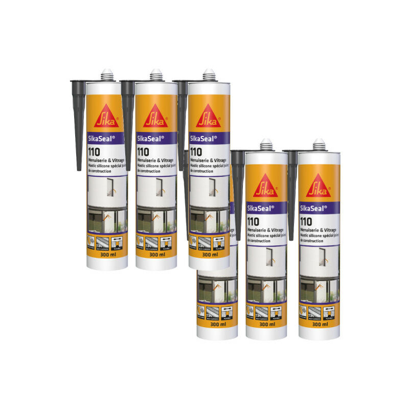 Sika - Set di 6 Seal 109 Sigillanti siliconici - Antracite - 300ml - Anthracite