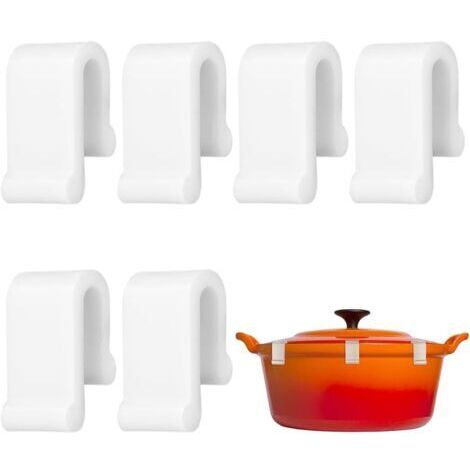 Set di 6 sollevatori per coperchi in silicone per pentole e padelle, clip di protezione per coperchi di pentole in ghisa, divertenti accessori da cucina, protezione contro le fuoriuscite.