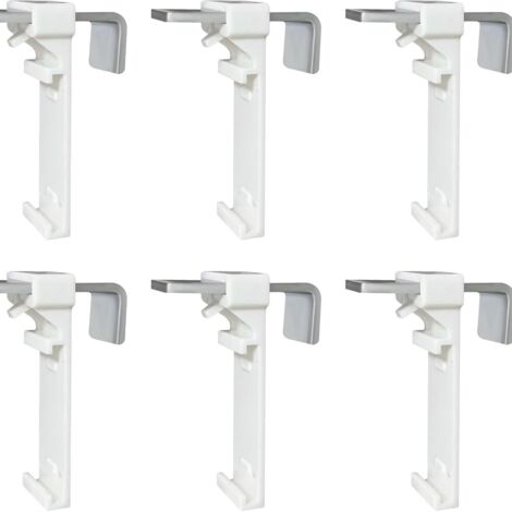 Set di 6 staffe di serraggio per tende a rullo doppie, tende doppie senza foratura, da agganciare e incollare, come accessorio di ricambio per il fissaggio a una finestra fissa in PVC