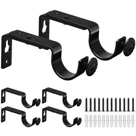 Set di 6 staffe regolabili per bastoni per tende, supporto a parete robusto per bastoni per tende singoli e doppi, accessori per tende, facile installazione per soggiorno e ufficio.