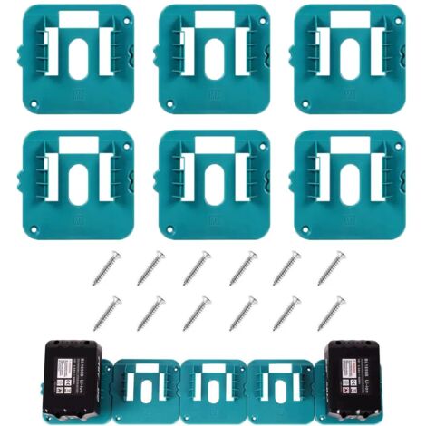 Set di 6 supporti da parete professionali per batteria Makita da 18 V, adatti per BL1860, BL1850, BL1840, BL1830, per officina o furgone (con 12 viti)