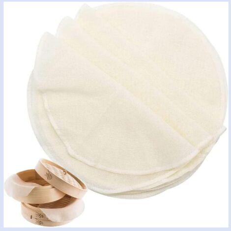 Set di 6 tappetini rotondi riutilizzabili in cotone per vaporiere, cestini per vaporiere, dim sum e panini al vapore, 28 cm
