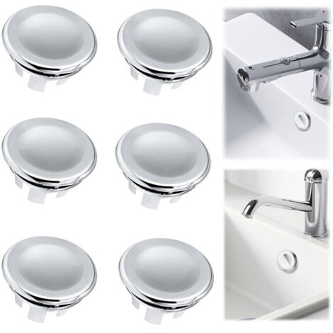 Set di 6 tappi di troppo pieno, finitura impiallacciata, tappo di troppo pieno per lavello da cucina e bagno, tappo di troppo pieno per lavabo, bagno, cucina