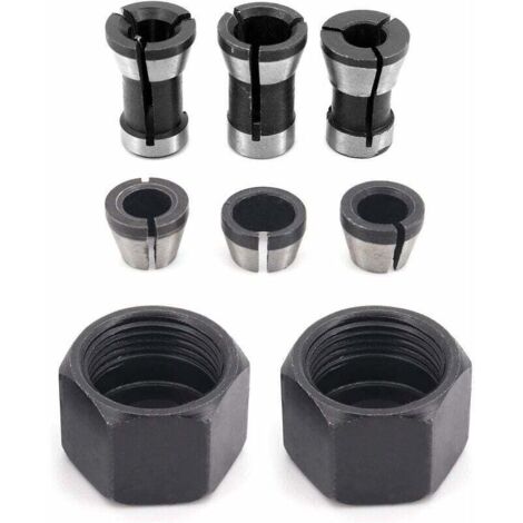 Set di 6 teste per mandrini HSS, adattatore convertitore da 6 mm, 6,35 mm, 8 mm per trapani, macchine per incisione, rifilatrici, portapinze per fresatrici elettriche per lavorazione del legno + 2 dad