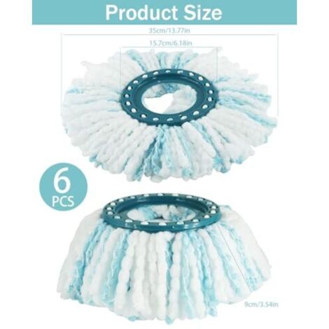 Set di 6 testine di ricambio per mocio compatibili con i moci a disco Leifheit Clean Twist - Testine di ricambio in microfibra altamente assorbenti per la pulizia di tutti i tipi di pavimenti.
