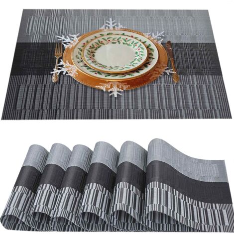 Set di 6 tovagliette Brillirare, resistenti al calore 12x18 pollici, antiscivolo, PVC lavabile, vinile tessuto, facili da pulire, tovagliette in plastica premium isolate