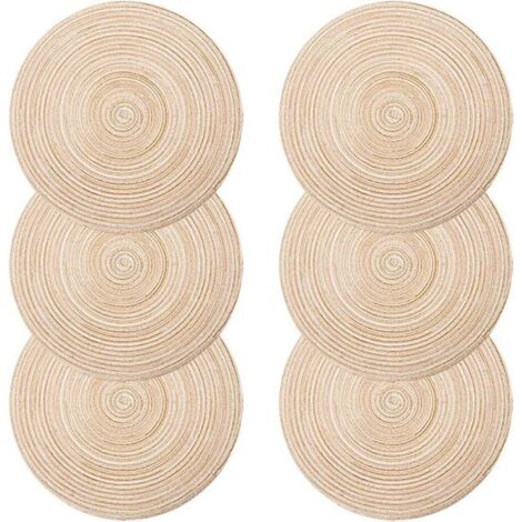 Set di 6 tovagliette in polipropilene intrecciato - Lavabili, resistenti al calore e antiscivolo - 35 x 35 cm - Avorio