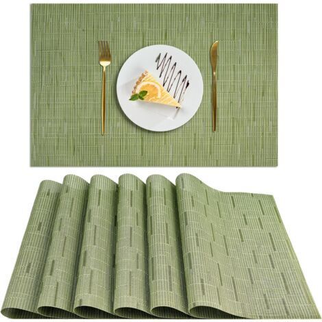 Set di 6 tovagliette lavabili in PVC, antiscivolo e resistenti al calore, facili da pulire e riporre, ideali per cucina, sala da pranzo e ristorante, 30 x 45 cm.