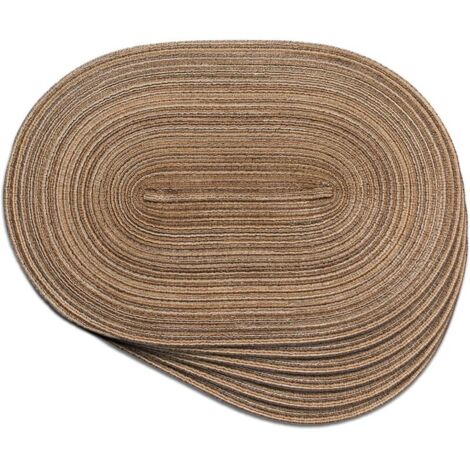 Set di 6 tovagliette ovali intrecciate 30 x 45 cm, antiscivolo, lavabili e resistenti al calore, ideali per sala da pranzo, cucina, feste e come decorazione per la tavola di tutti i giorni (marrone).
