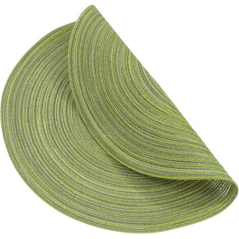 Set di 6 tovagliette rotonde in cotone verde, diametro 38 cm, lavabili, resistenti al calore, in cotone intrecciato (a pois verdi)