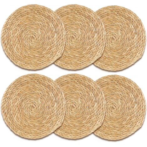 Set di 6 tovagliette rotonde intrecciate in giacinto d'acqua: 30 cm, sottobicchieri, decorazione per soggiorno, tovagliette per esterni