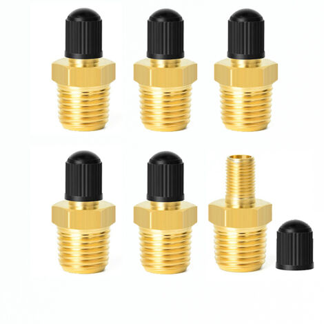 Set di 6 valvole per serbatoi da 1/4" NPT, valvole in ottone resistenti alla corrosione con filettatura maschio da 1/4", per l'utilizzo con serbatoi di compressori d'aria.