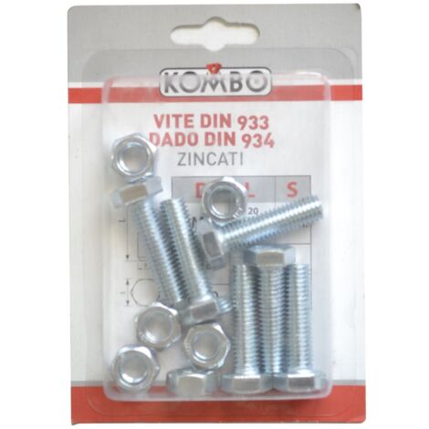 SET DI 6 VITI M8 X 30 DIN933 CLASSE DI RESISTENZA 4.8