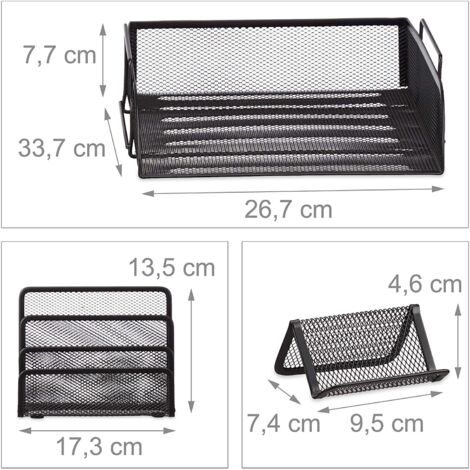 Set di 7 articoli per ufficio portapuntine portapenne portapenne blocco note biglietti da visita posta superfici metalliche portaoggetti nero 130002466