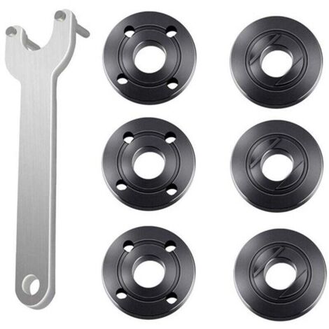 Set di 7 chiavi per flange per smerigliatrici angolari, dado di bloccaggio in metallo, 1 chiave per smerigliatrice angolare, 6 dadi per flange, compatibile con Dewalt, Bosch, Black & Decker, Ryobi e M