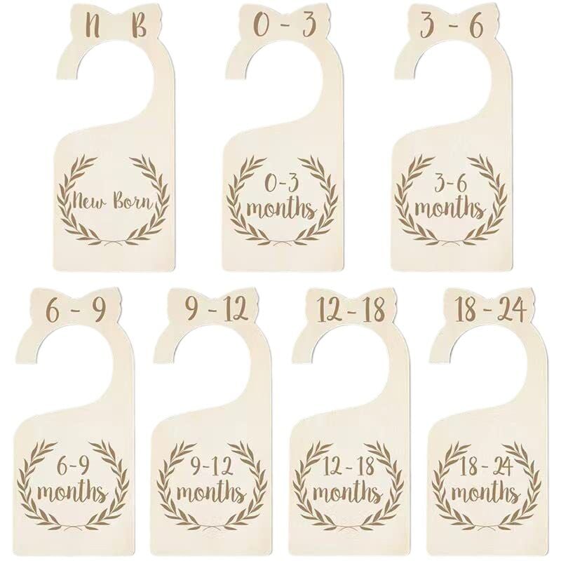 Image of Set di 7 divisori per guardaroba, divisorio per vestiti per neonati, divisorio in legno per vestiti, divisorio per taglie di vestiti, adatto per