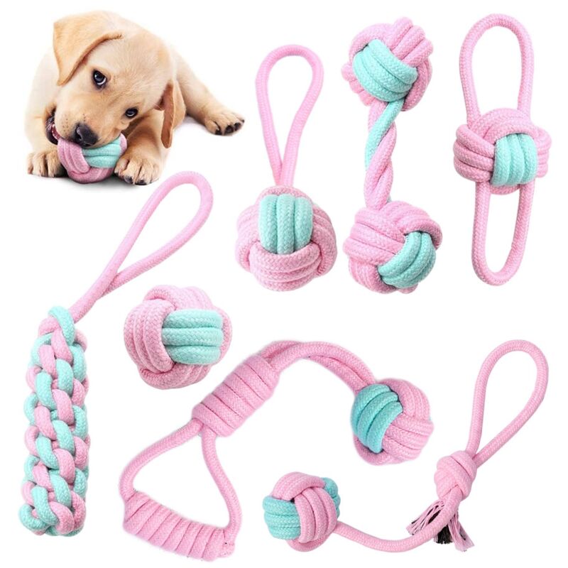 Set di 7 giocattoli per cani PINKY, rimorchiatori