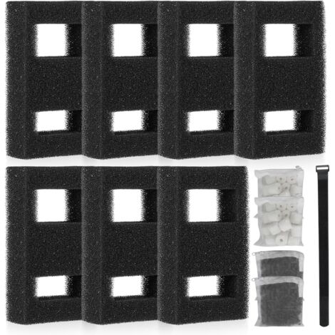 Set di 7 kit di filtri per acquario - Compatibile con acquari Fluval Flex - Contiene 2 filtri in spugna, 1 cavo filtro, 2 anelli in ceramica e 2 confezioni di carbone attivo