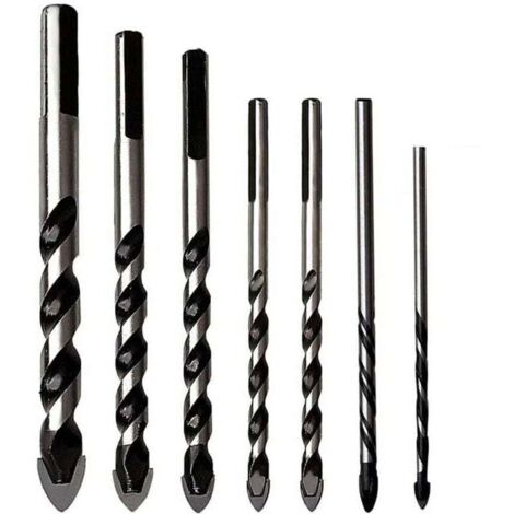 Set di 7 punte multicomponente in metallo duro per porcellana, ceramica, cemento, muri in mattoni, vetro, specchi, ecc.