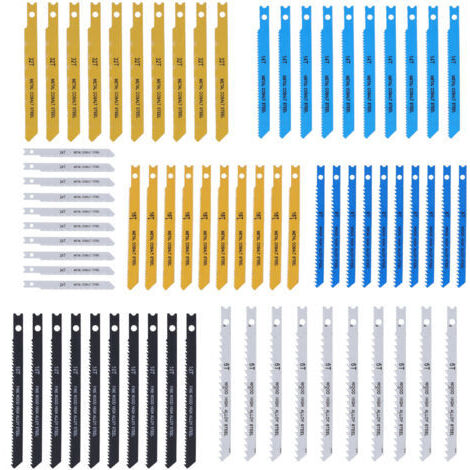 Set di 70 lame per seghetto alternativo in acciaio ad alto tenore di carbonio con attacco a U (6, 8, 10, 14, 18, 24 e 32 denti per pollice) per legno, plastica e metallo.