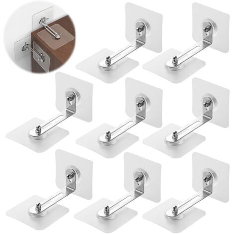Set di 8 ancoraggi di sicurezza per mobili, ancoraggi autoadesivi per mobili, non richiedono fori, antiribaltamento, per cassetti, armadi, cassettiere