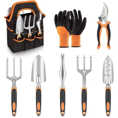 Set di 8 attrezzi da giardinaggio, set completo per il giardinaggio, idea regalo per gli amanti del giardinaggio, include una borsa per riporli.
