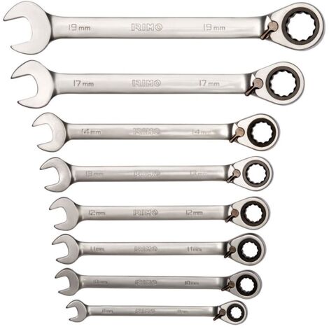 Set di 8 chiavi a cricchetto combinate 8-19mm 18-8-h irimo